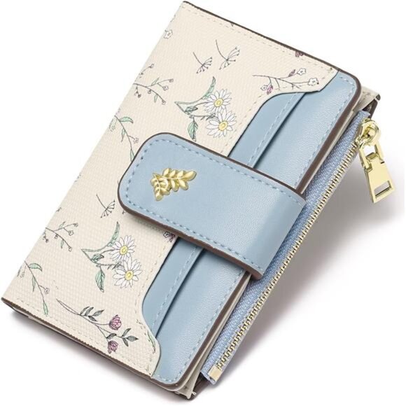 Small Wallets Zipper Pocket beige blue